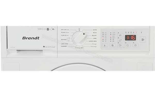 BRANDT BWW162I - Vue du panneau de commande