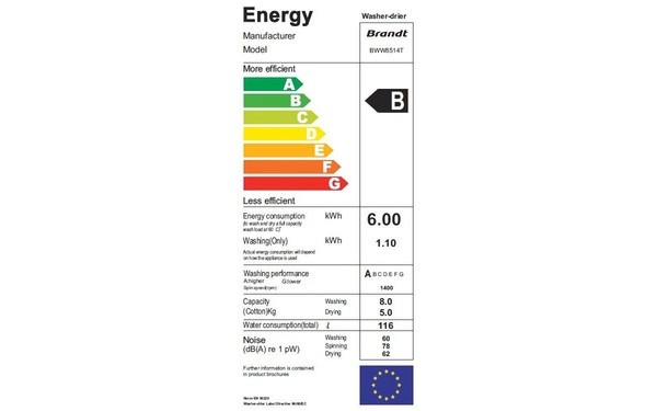 BRANDT BWW8514T - &Eacute;tiquette &eacute;nergie