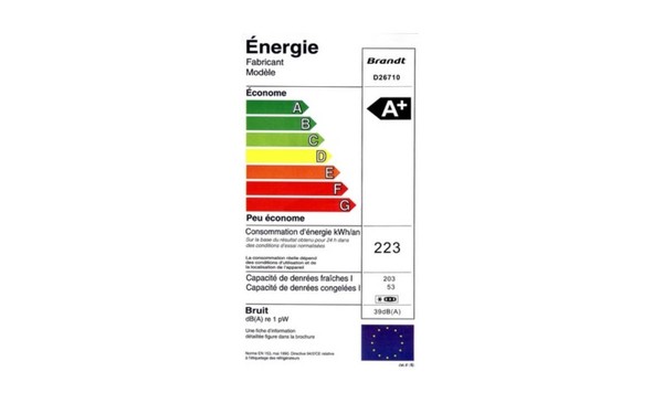 BRANDT D26710 - &Eacute;tiquette &eacute;nergie