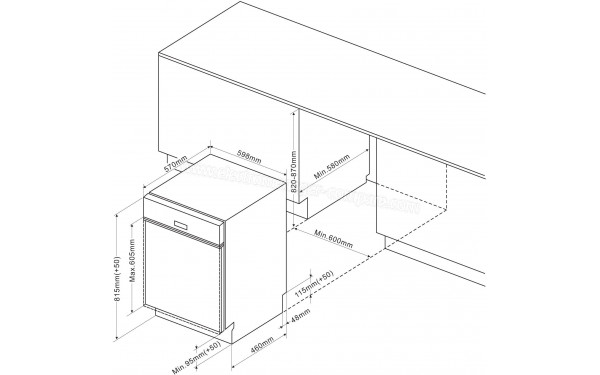 BRANDT DWF128DS - Dimensions