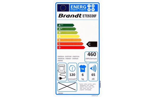 BRANDT ETE6336F - &Eacute;tiquette &eacute;nergie