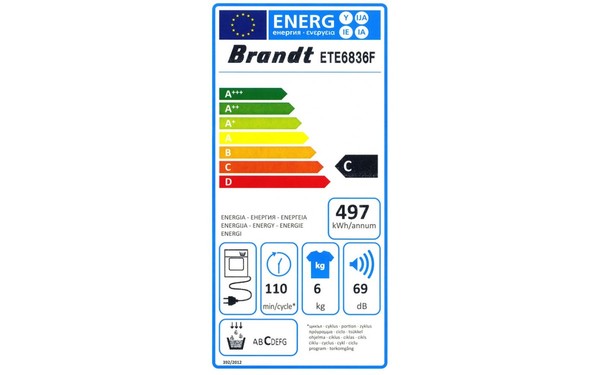 BRANDT ETE6836F - &Eacute;tiquette &eacute;nergie