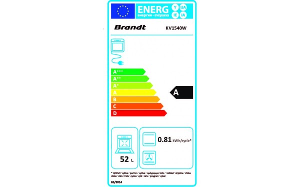 BRANDT KV1540W - &Eacute;tiquette &eacute;nergie