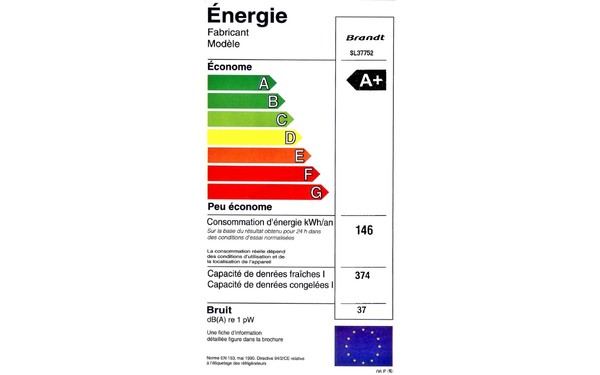 BRANDT SL37752 - &Eacute;tiquette &eacute;nergie