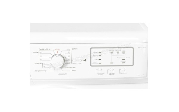 BRANDT WFA1217F - Vue du panneau de commande