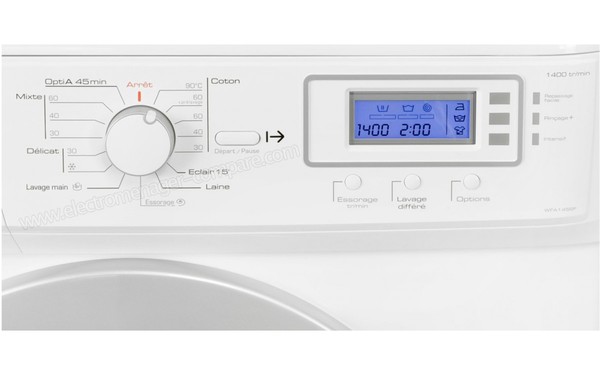 BRANDT WFA1456F - Vue du panneau de commande