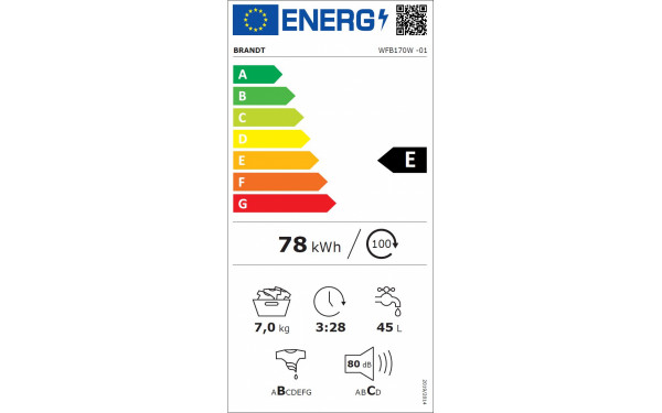 BRANDT WFB170W - &Eacute;tiquette &eacute;nergie v2