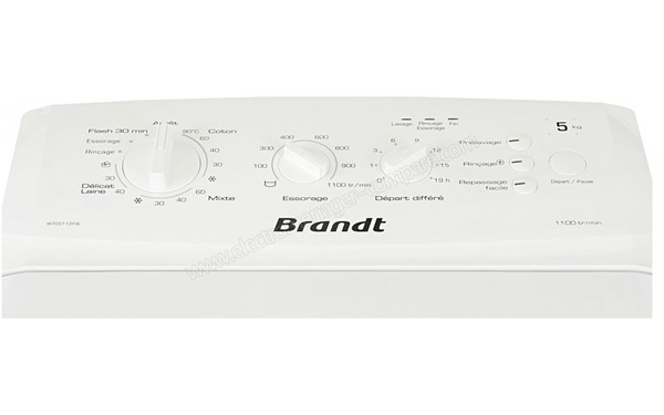 BRANDT WTC0112FW - Vue du panneau de commande