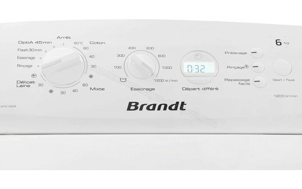BRANDT WTC1263F - Panneau de commandes (cr&eacute;dit : Darty)