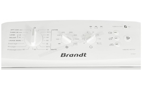 BRANDT WTC63F - Vue du panneau de commande
