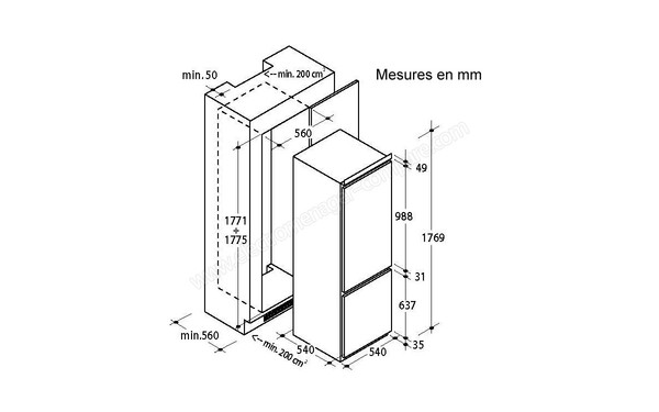CANDY BCBF172N - Sch&eacute;ma d'encastrement