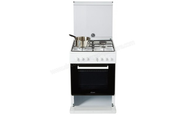 CANDY CBCM6W543 - Vue de face, abattant ouvert (cr&eacute;dit : Boulanger)