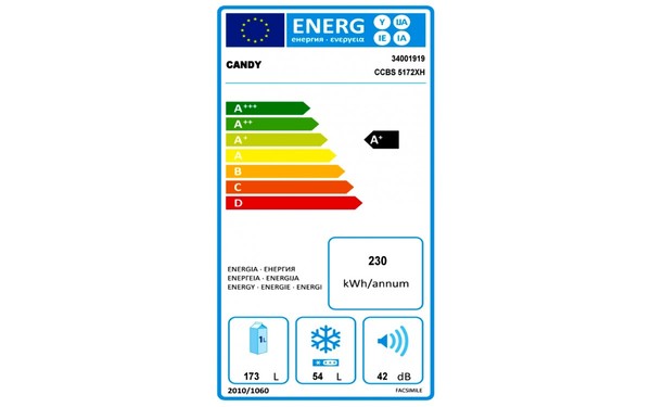 CANDY CCBS5172XH - &Eacute;tiquette &eacute;nergie