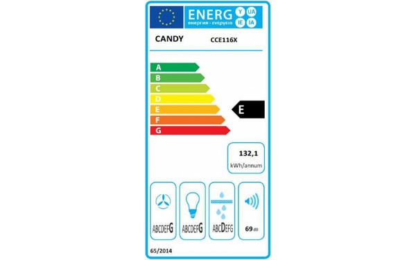 CANDY CCE116X - &Eacute;tiquette &eacute;nergie