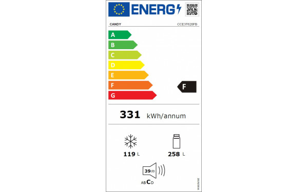 CANDY CCE3T620FB - &Eacute;tiquette &eacute;nergie v2