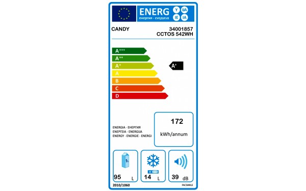 CANDY CCTOS542WH - &Eacute;tiquette &eacute;nergie
