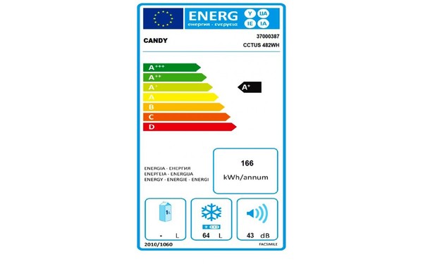CANDY CCTUS482WH - &Eacute;tiquette &eacute;nergie