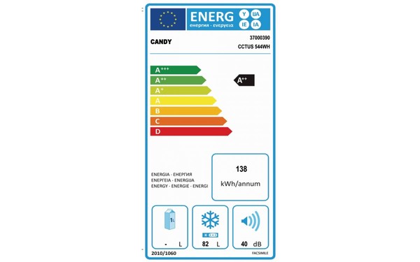 CANDY CCTUS544WH - &Eacute;tiquette &eacute;nergie
