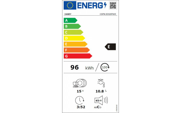 CANDY CDPN2D520PW/E - &Eacute;tiquette &eacute;nergie v2