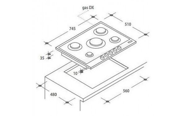 CANDY CHW74WX - Dimensions