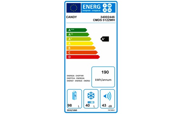 CANDY CMDS5122WH - &Eacute;tiquette &eacute;nergie