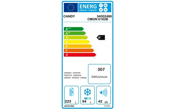 CANDY CMGN6182B - &Eacute;tiquette &eacute;nergie
