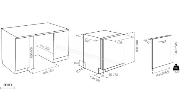 CANDY CS5C4F0A1 - Dimensions