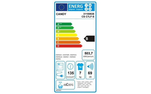 CANDY CSC7LF-S - &Eacute;tiquette &eacute;nergie