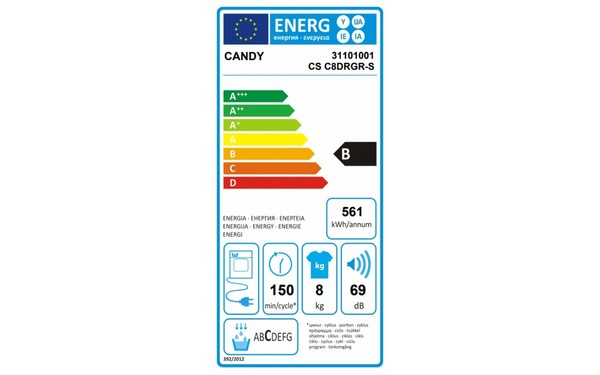CANDY CSC8DRGR-S - &Eacute;tiquette &eacute;nergie