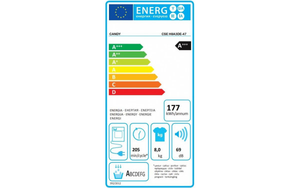 CANDY CSEH8A3DE-47 - &Eacute;tiquette &eacute;nergie