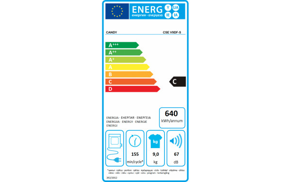 CANDY CSEV9DF-S - &Eacute;tiquette &eacute;nergie