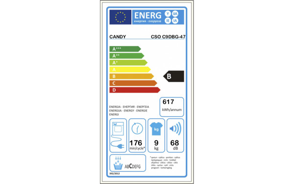 CANDY CSOC9DBG-47 - &Eacute;tiquette &eacute;nergie