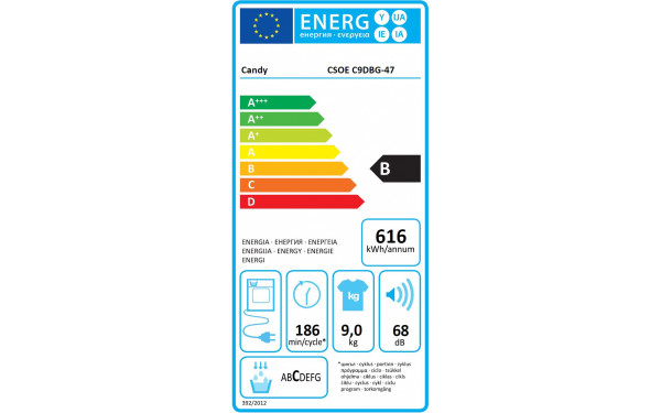 CANDY CSOEC9DBG-47 - &Eacute;tiquette &eacute;nergie
