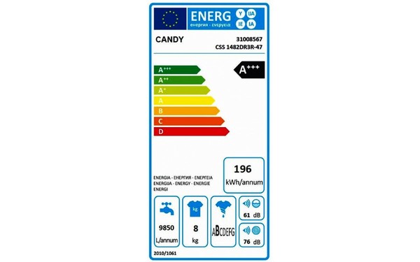 CANDY CSS1482DR3R-47 - &Eacute;tiquette &eacute;nergie