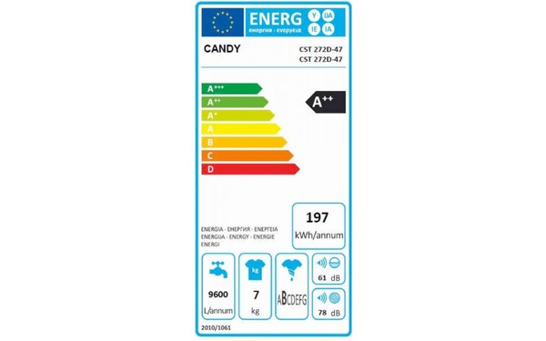 CANDY CST272D-47 - &Eacute;tiquette &eacute;nergie