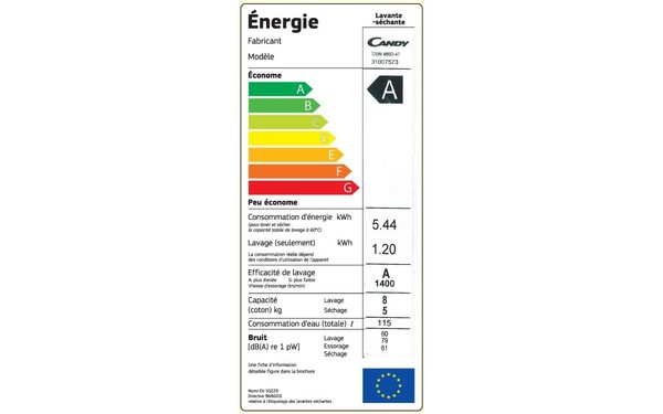 CANDY CSW485D-47 - &Eacute;tiquette &eacute;nergie