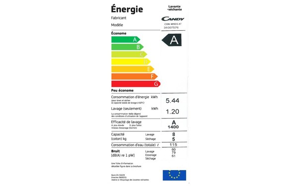 CANDY CSW485DS-47 - &Eacute;tiquette &eacute;nergie