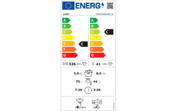 CANDY CSWS4852DWE/1-S - &Eacute;tiquette &eacute;nergie v2