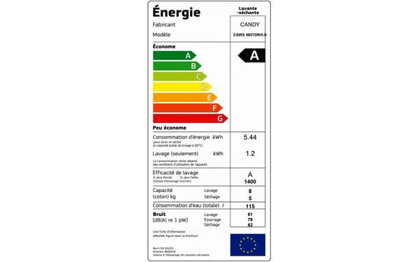 CANDY CSWS485TDR/5-S - &Eacute;tiquette &eacute;nergie