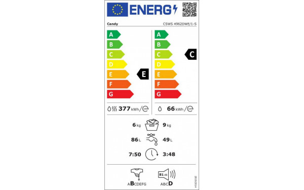 CANDY CSWS4962DWE1S - &Eacute;tiquette &eacute;nergie v2