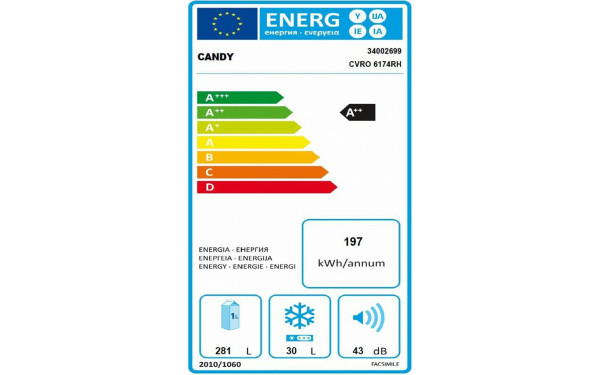 CANDY CVRO6174RH - &Eacute;tiquette &eacute;nergie