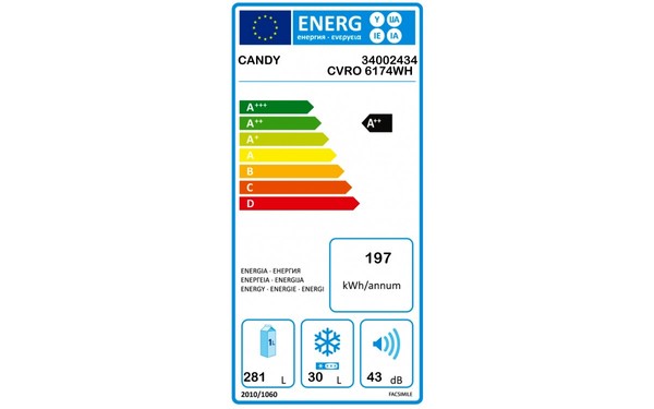 CANDY CVRO6174WH - &Eacute;tiquette &eacute;nergie