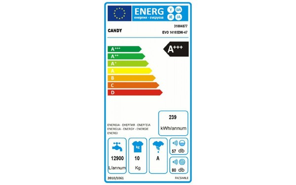 CANDY EVO14103DW - &Eacute;tiquette &eacute;nergie