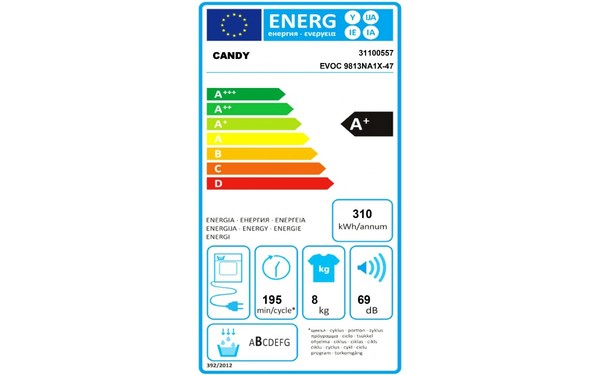 CANDY EVOC 9813NA1X - &Eacute;tiquette &eacute;nergie