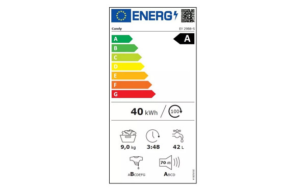 CANDY EY29B8-S - &Eacute;tiquette &eacute;nergie v2