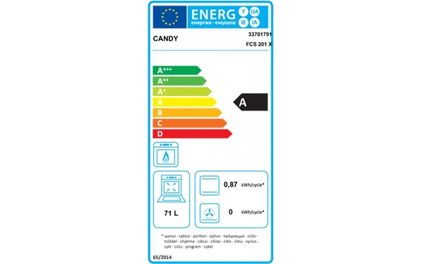 CANDY FCS 201 X - &Eacute;tiquette &eacute;nergie
