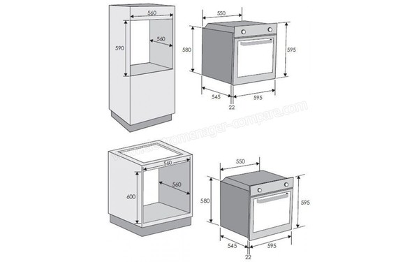 CANDY FCS245X - Sch&eacute;ma d'encastrement (cr&eacute;dit : Boulanger)