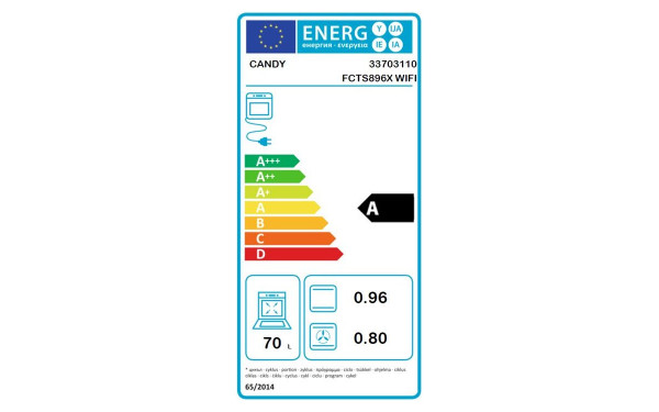 CANDY FCTS896X WIFI - &Eacute;tiquette &eacute;nergie