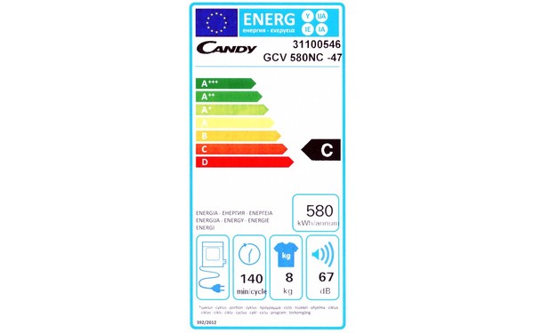 CANDY GCV580NC - &Eacute;tiquette &eacute;nergie