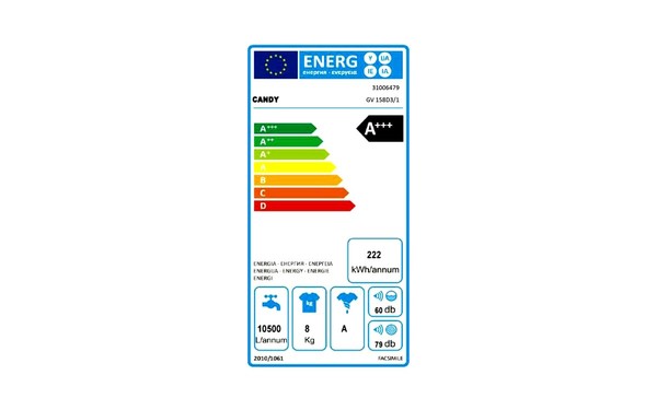 CANDY GV158D3/1 - &Eacute;tiquette &eacute;nergie